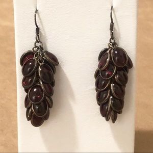 RARE Vintage Indonesian Sterling & Garnet Earrings